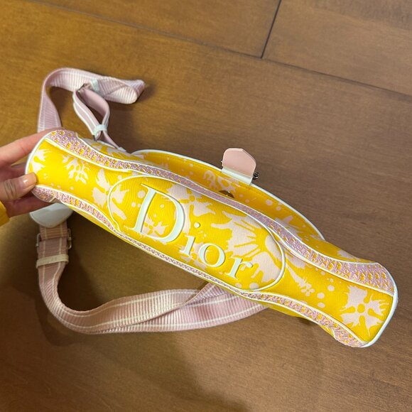 Christian Dior SS 2004 Surf Chick Yellow and Pink Floral Hibiscus Crossbody Bag - Picture 5 of 13
